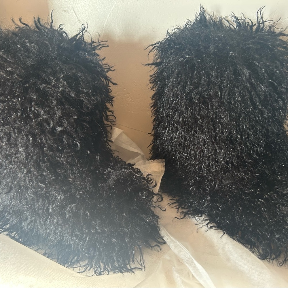 Azalea Wang Fluffy Black Faux Fur Boots